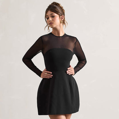 Eleganter, Mesh-Patchwork-Kleid für Damen