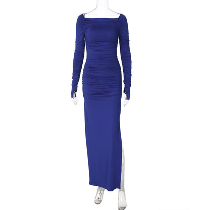 Enges Plissee-Split-Kleid