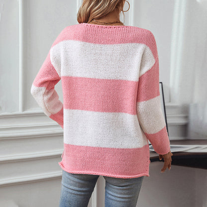 Lässiger Pullover mit Kontrastfarbenen Streifen