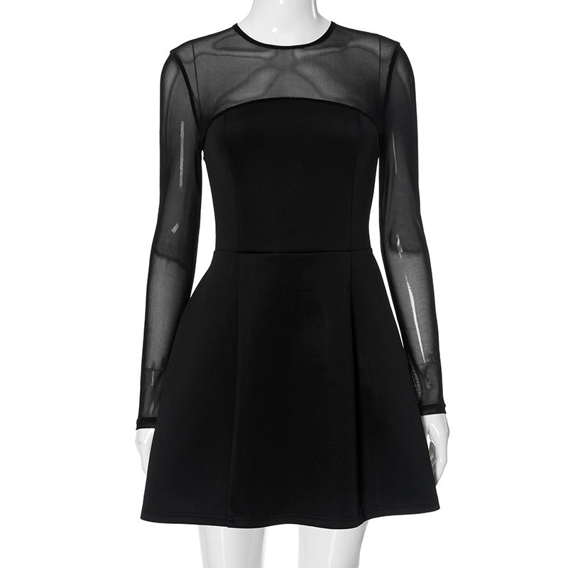 Eleganter, Mesh-Patchwork-Kleid für Damen